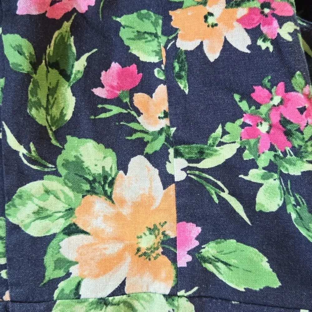 NEW Old Navy Wide Leg Blue Floral Linen-Blend Adjustable Strap Jumpsuit - MP - Picture 11 of 13